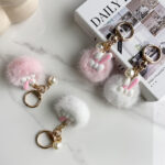 Cute bunny fur key holder