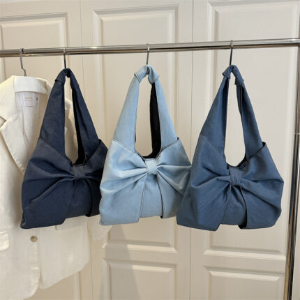 Denim bow bag